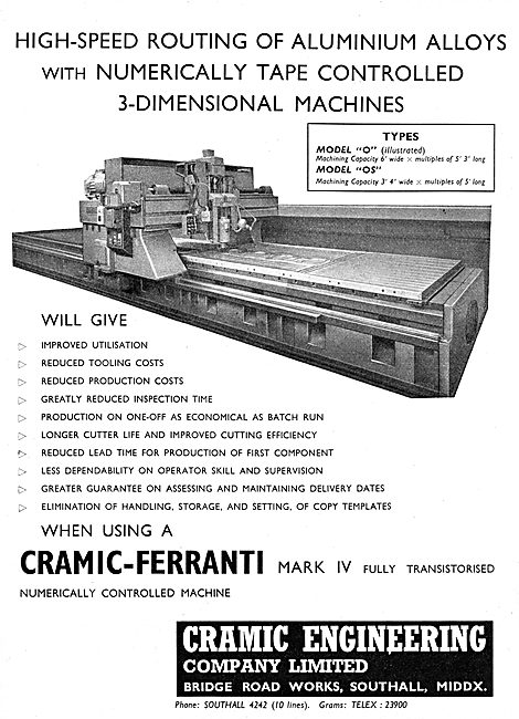 Cramic-Ferranti Mark IV Tape Controlled Metal Cutting Machines   