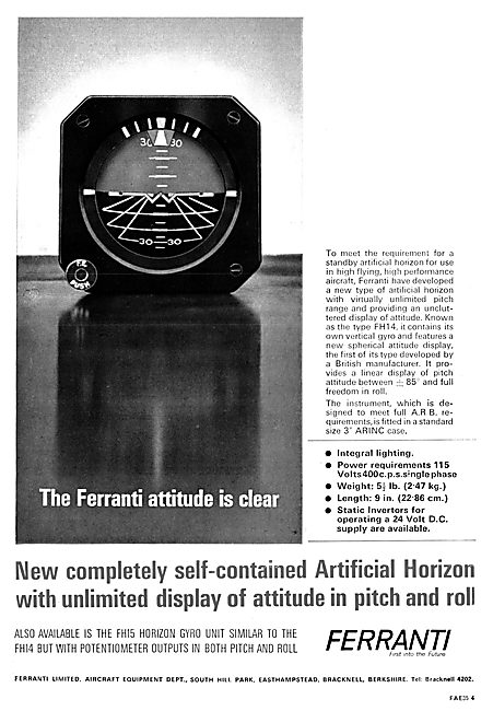 Ferranti Standby Artificial Horizon FH14                         