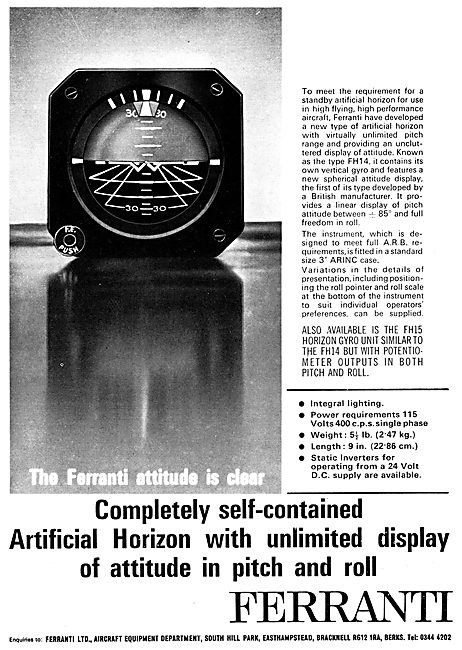 Ferranti Standby Artificial Horizon                              