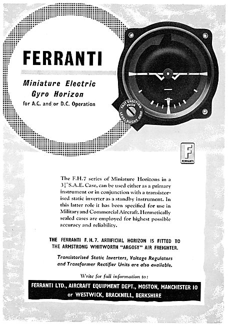 Ferranti Miniature Electric Gyro Horizon                         