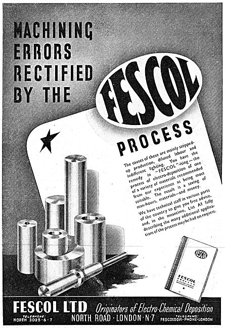 Fescol Electro Chemical Deposition. Fescolised 1942 Advert       