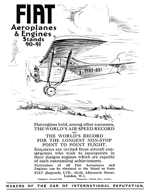 Fiat Aeroplanes & Engines 1929 Advert  FIAT A-51                 