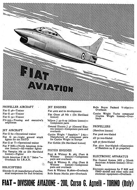 Fiat Aircraft Range 1957                                         
