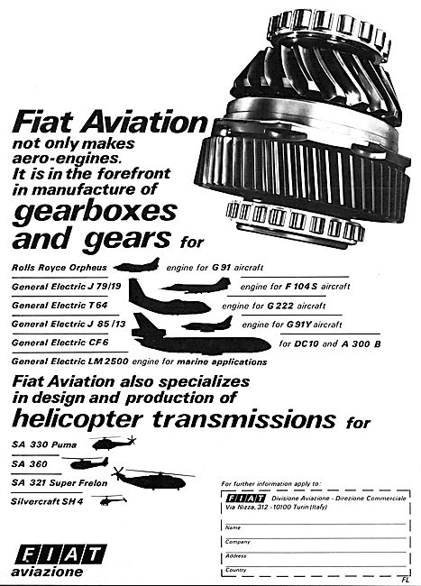 Fiat Aviazione Aviation Gearboxes & Gears                        