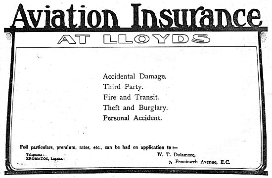 W.T.Dolamore. Aviation Insurance                                 