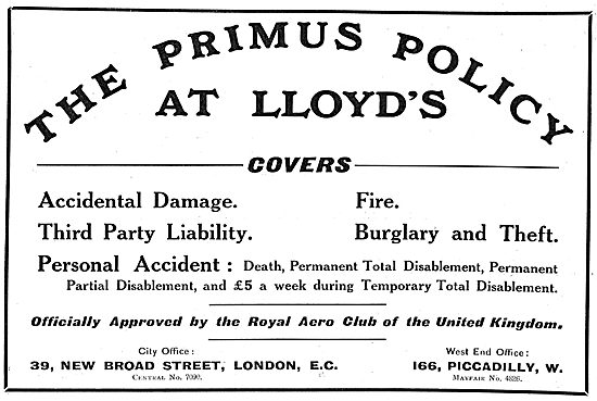 The Royal Aero Club Approved Primus Policy At Lloyds             