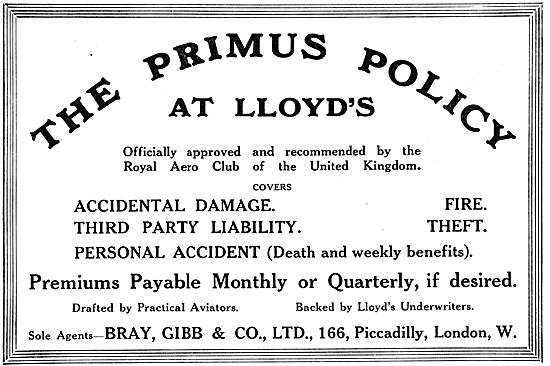 Bray, Gibb & Co Ltd - Lloyds Primus Policy - Aviation Risks      