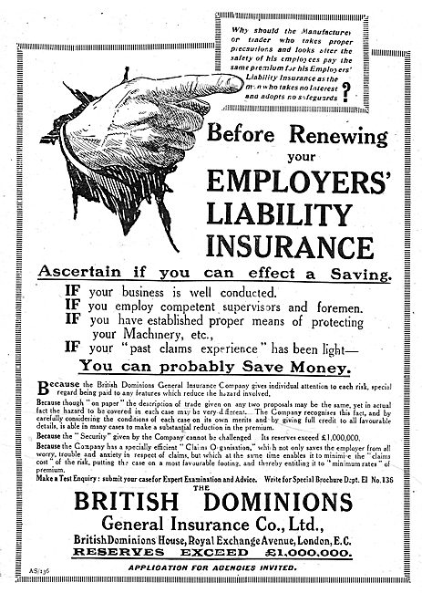 British Dominions General Insurance Co Ltd. Employers Liability  