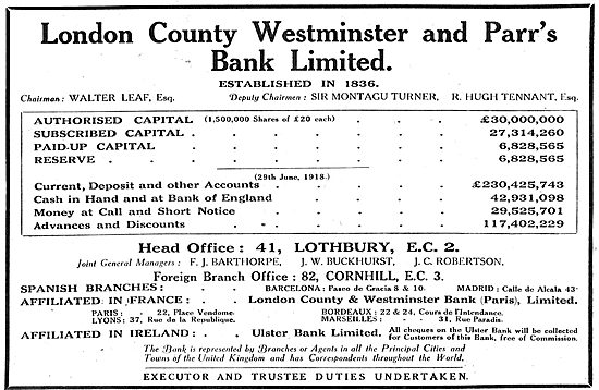 London County Westminster & Parrs Bank Ltd: Walter Leaf          