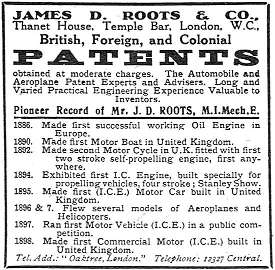 James D.Roots Patent Agents. Temple Bar                          