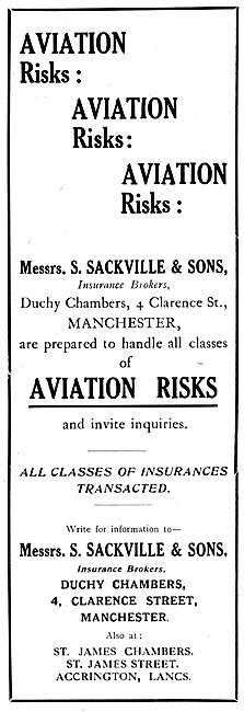 Messrs S.Sackville & Sons - Aviation Insurance Risks. 1919       
