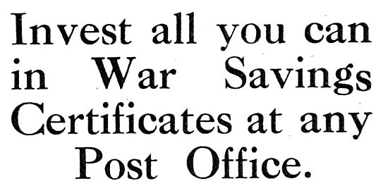 Government War Bonds - 1919 Advert                               