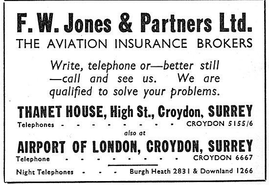 F.W.Jones & Partners Ltd. Croydon  - Aviation Insurance Brokers  