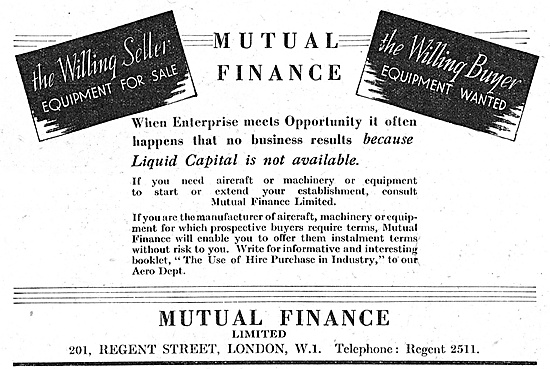 Mutual Finance Ltd - Aviation Advert 1947                        