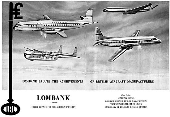 Lombank Credit Finance For The Aircraft Industry 1959            