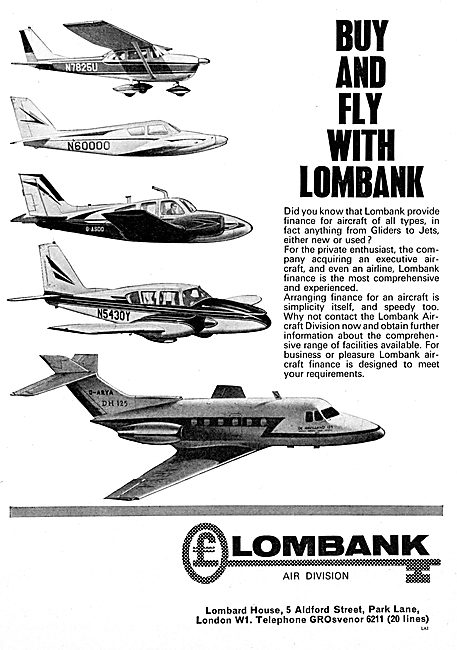 Lombank Air Division. Lombank Aircraft Finance 1965              