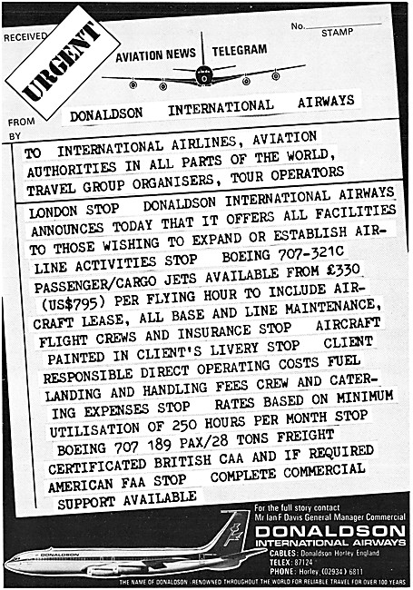 Donalsdon International Airways. Aircraft Salkes & Leasing       