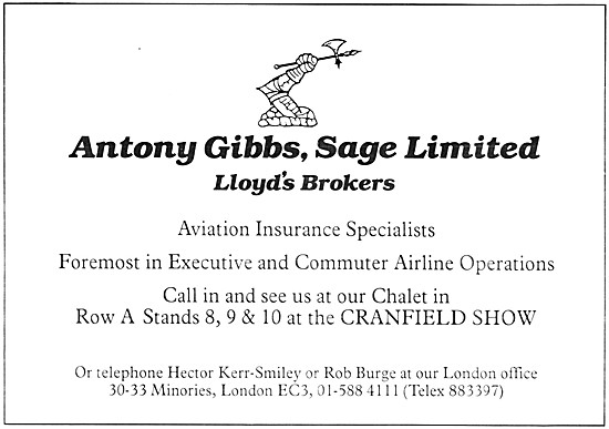 Antony Gibbs, Sage Ltd. Lloyds Brokers. Aviation Insurance       