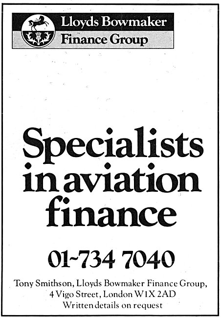 Lloyds Bowmaker Aviation Finance 1983                            
