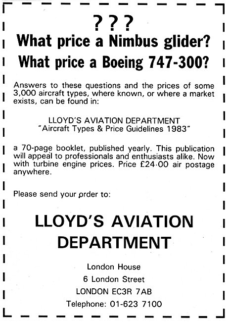 Lloyds Aviation Department - Types & Prices Guidelines 1983      