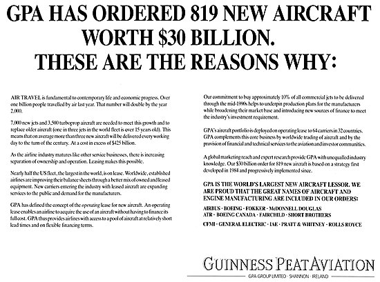 Guinness Peat Aviation Aircraft Finance & Leasing 1989           