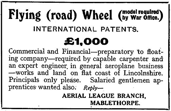 Finance & Gentlemen Tradesmen Required For Flying (Road) Wheel   