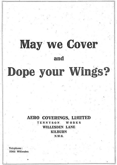 Aero Coverings. Aircraft Wing Coverings & Doping. Kilburn        