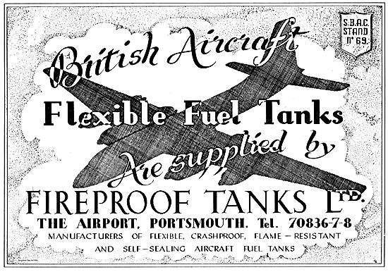 Fireproof Tanks Ltd. Flexible Crashproof Fuel Tanks For Aircraft 