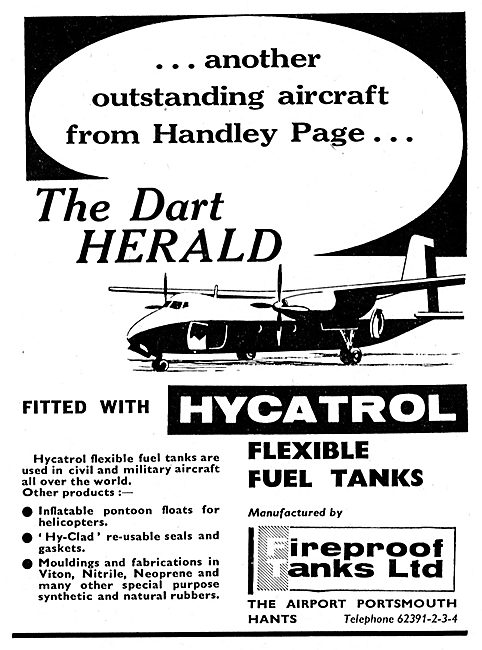 Fireproof Tanks Ltd: Hycatrol Flexible Tanks For The Dart  Herald