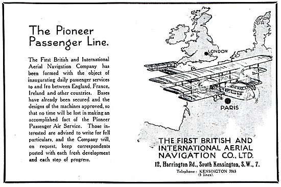 The First British & International Aerial Navigation Co Ltd. 1918 