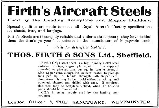 Thos Firth Sheffield: Aircraft Steels                            