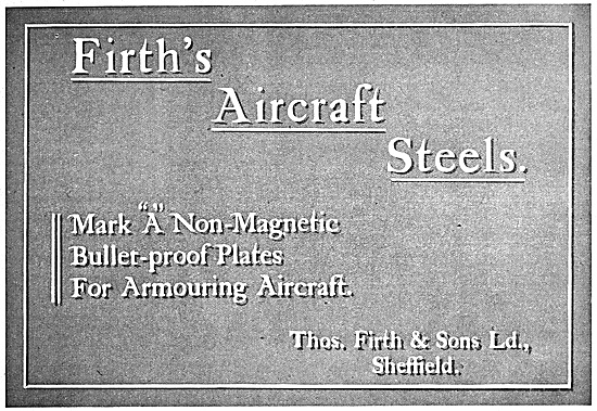 Thos Firth & Sons Aircraft Steels 1916                           