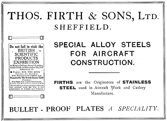 Thos Firth & Sons Special Alloy Steels For Aircraft Construction 