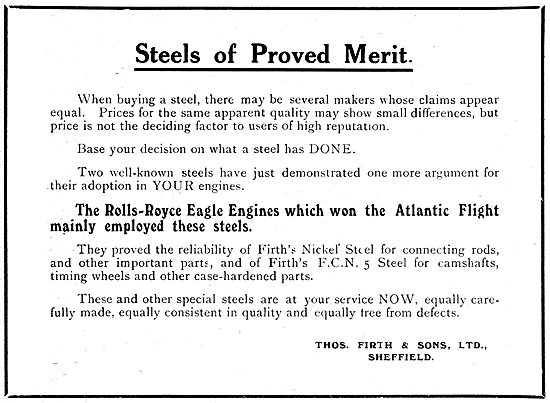 Thomas Firth & Sons - Firth's Nickel Steels                      