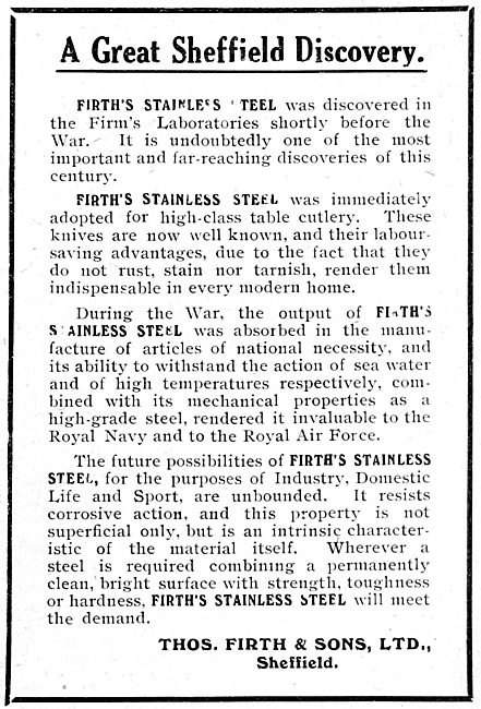 Thomas Firth & Sons - FIrth's Stainless Steel                    