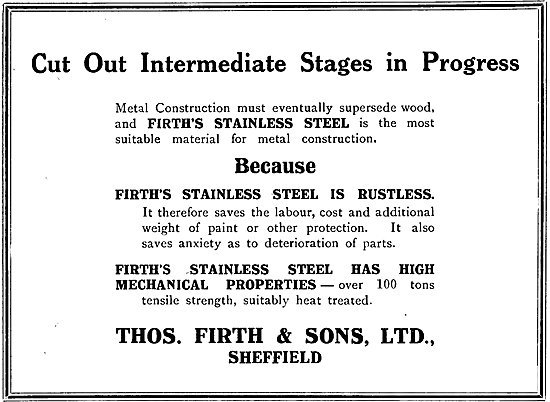 Thos Firth & Sons Firths Stainless Steels 1921                   