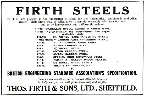 Firth Steels For Aircraft Constructors                           