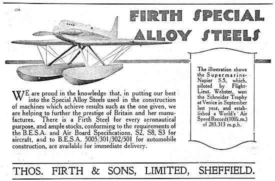 Firth Special Alloy Steels For Aircraft Construction             