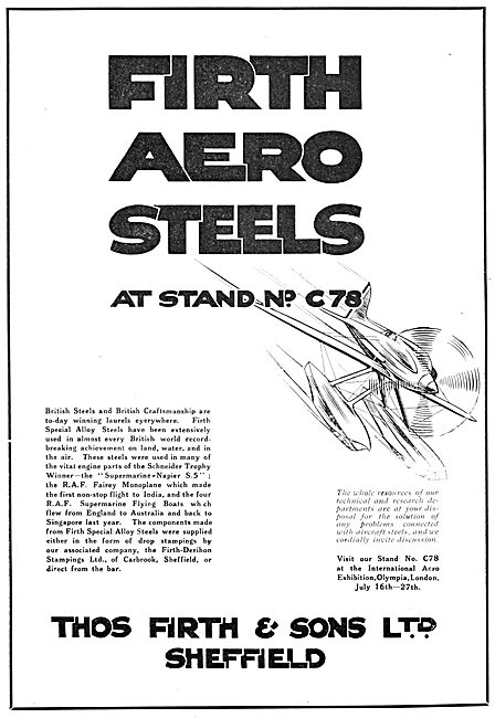 Firth Aero Steels 1929                                           