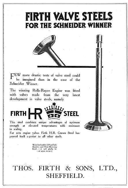 Thos Firth & Sons - HR Crown Steel For Aircraft Production       