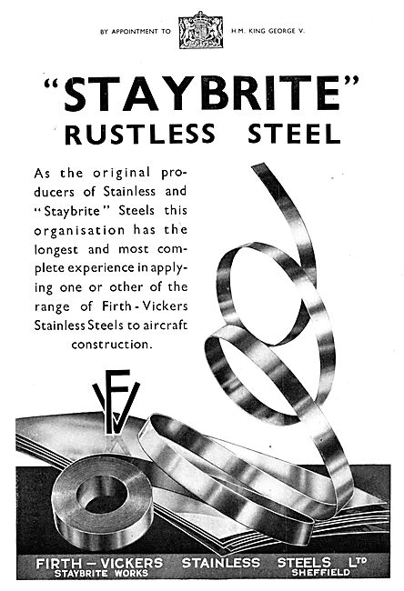 Firth-Vickers Stainless Steels - Staybrite Rustless Steel 1935   