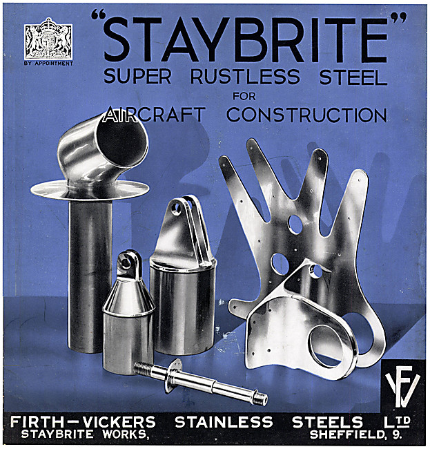 Firth-Vickers Staybrite Super Rustless Steel For Aircraft        