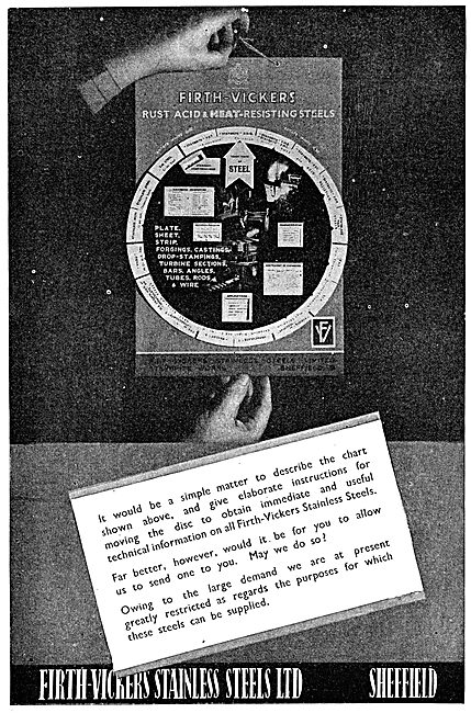 Firth-Vickers Stainless Steels. Specification & Useage Chart     