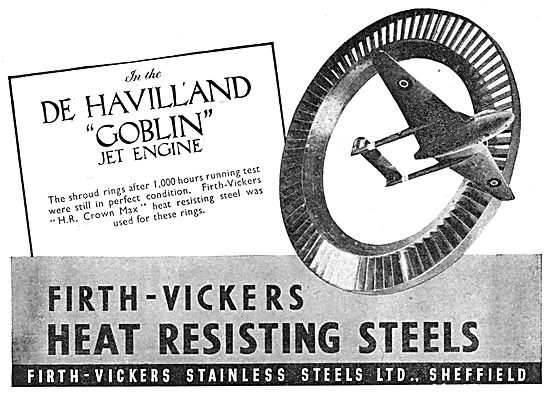 Firth-Vickers Heat Resisting Steel - 1950 Advert                 