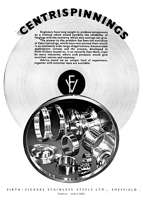 Firth-Vickers Stainless Steels. Centrispinning                   