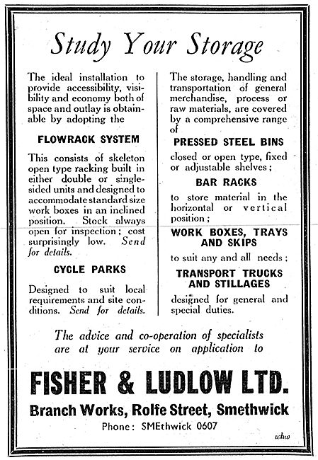 Fisher & Ludlow Factory Equipment.                               