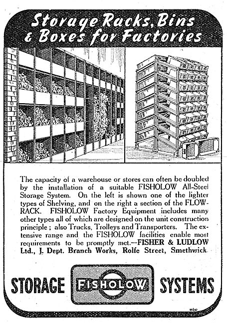 Fisher & Ludlow Factory Equipment. Storage Racks & Bins          