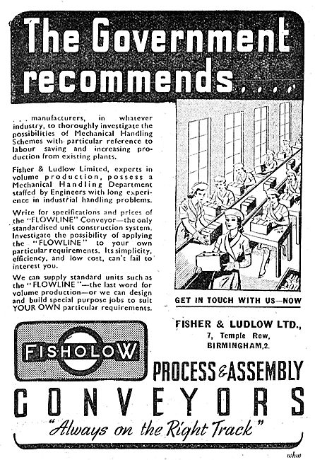 Fisher & Ludlow Factory Equipment. - Conveyor Belts 1943         