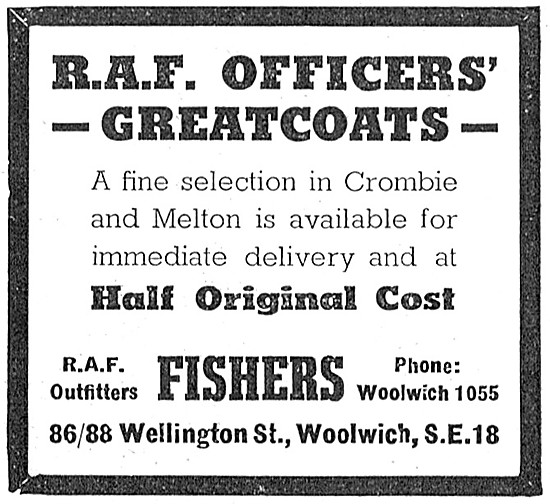 Fishers RAF Officers Greatcoats - RAF Outfitters                 