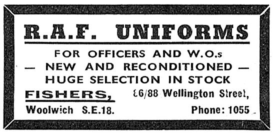 Fishers Tailors. Woolwich. RAF Uinforms  1949                    